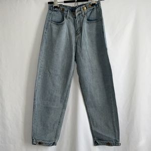medium washed blue denim rabish jeans